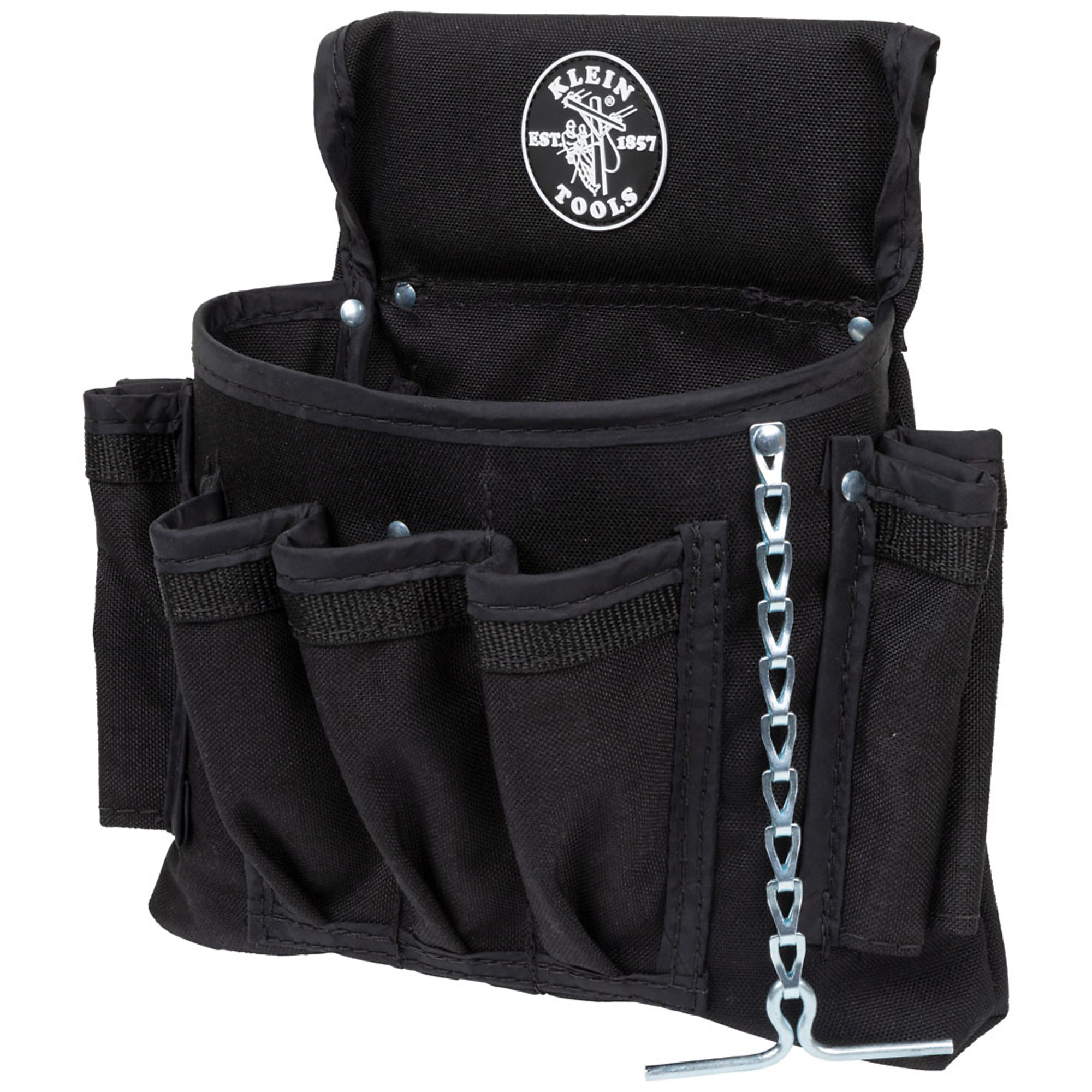 Klein Tools, PowerLine Series Electrician Tool Pouch, 18-Pocke, Color Black, Pockets (qty.) 18 Material Fabric, Model# 5719